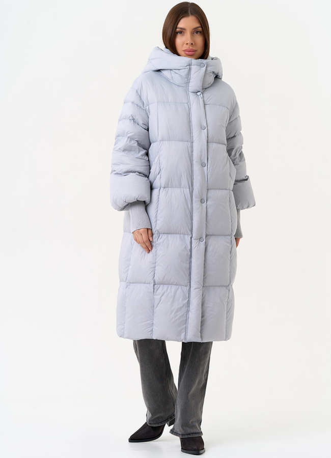 Женский пуховик с капюшоном модель № 31535 меха малина