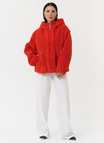 Куртка из эко меха с капюшоном
