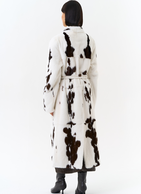 Шуба из меха норки в расцветке "ягуар"