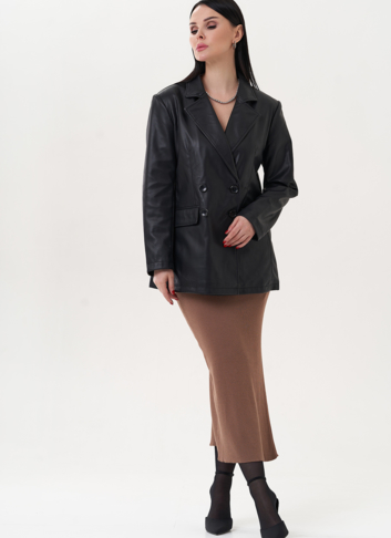 Пиджак черного цвета из эко кожи