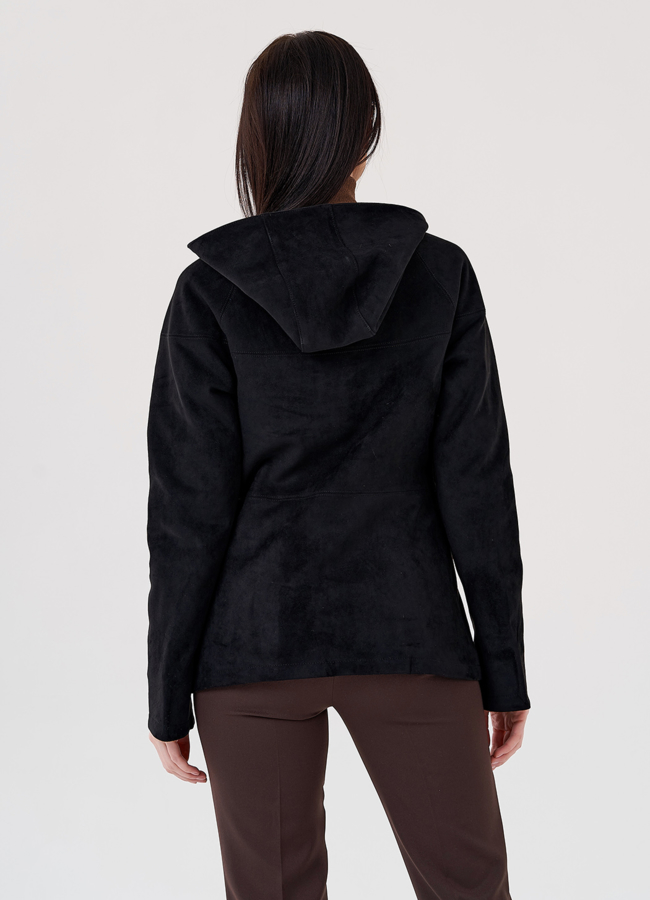 Куртка из эко замши с капюшоном модель № 24104 в кредит