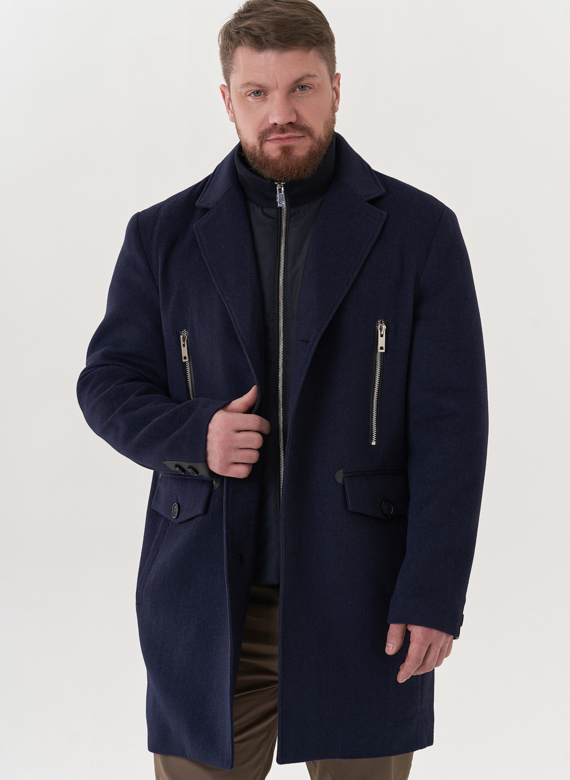Мужское пальто синего цвета