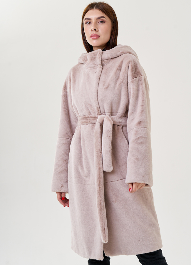 Пальто из искусственного меха модель № 23486 меха малина