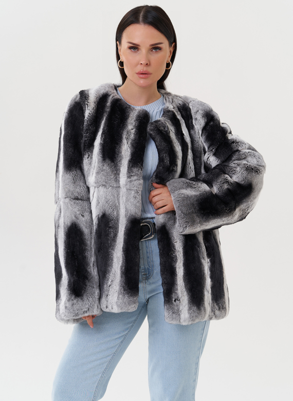 Женская шуба из меха кролика