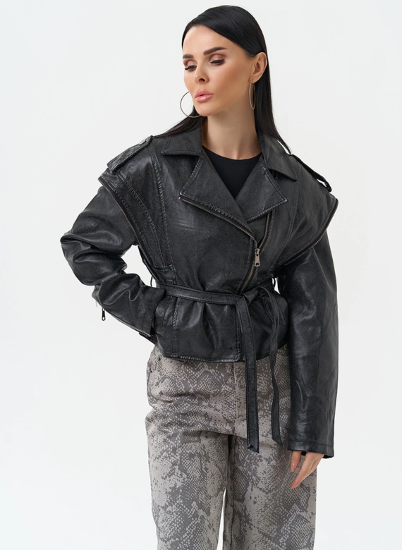 Куртка женская из эко кожи в стиле ретро