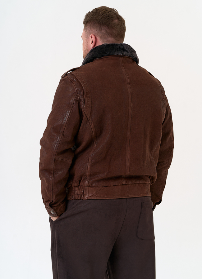 Куртка пилот из натуральной кожи с отделкой из овчины модель № 31658 в кредит