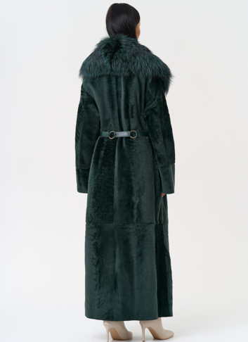 Женская двусторонняя дубленка из меха овчины Cortos с поясом из кожи питона