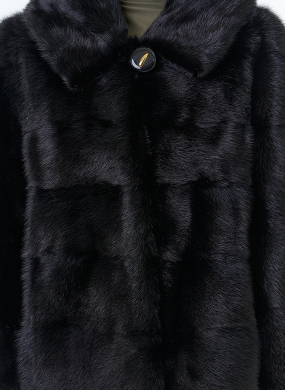 Укороченная норковая шуба черного цвета 2 в 1