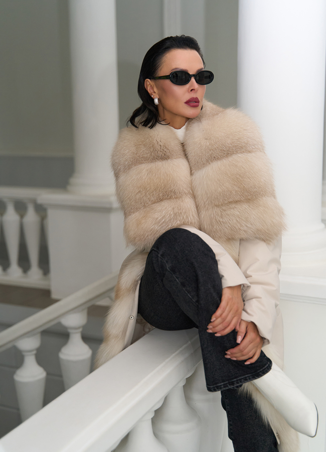 фото Женское зимнее полупальто с кожаным поясом модель № 31407