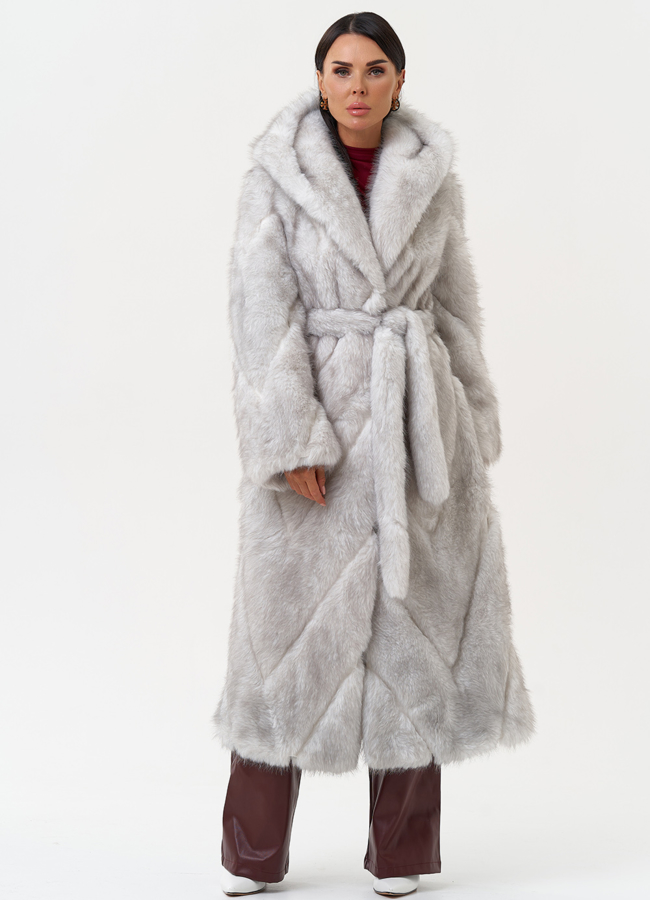 Длинная женская шуба из эко меха модель № 31244 универмаг малина