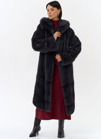 Шуба из меха норки с капюшоном фото
