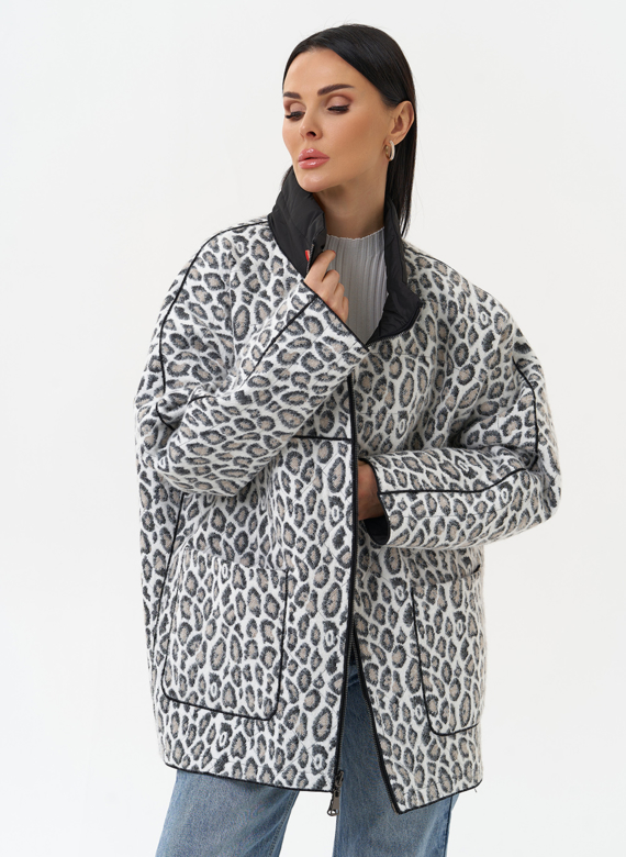 Женская двухсторонняя куртка с воротником стойкой