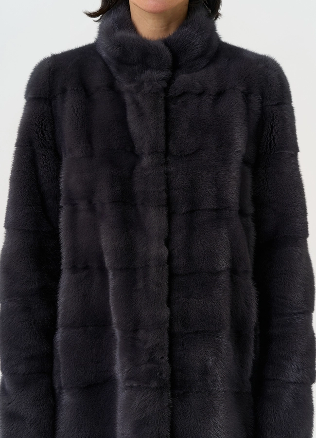 Норковая шуба трансформер, поперечная со стойкой модель № 25924 универмаг малина фото