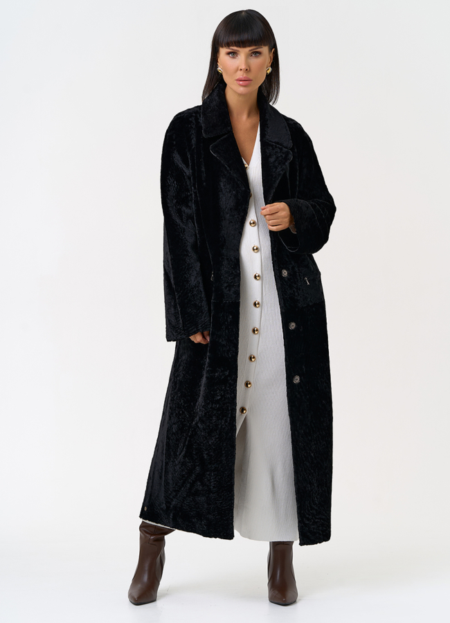 Женская двухсторонняя дубленка с английским воротником модель № 31625 универмаг малина