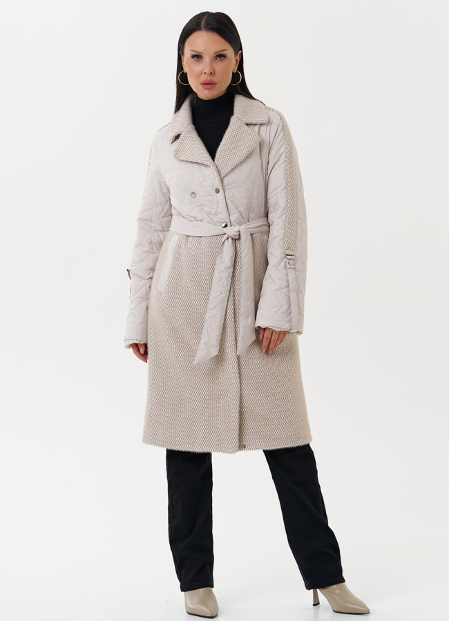 Женское утепленное пальто с поясом модель № 27154 в кредит