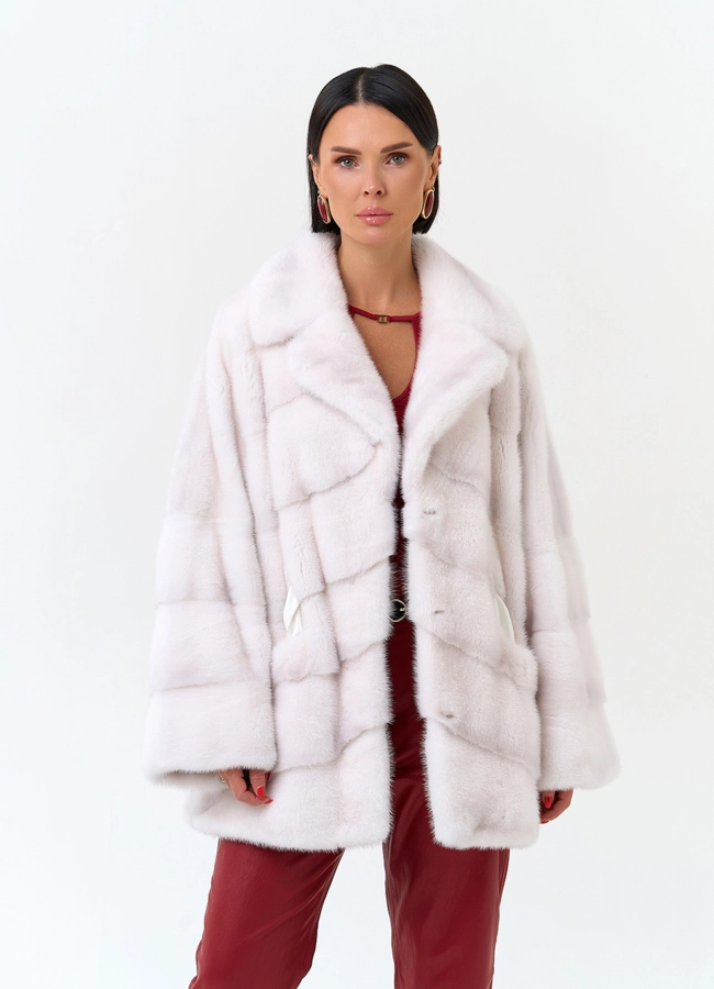 Шуба из меха норки белого цвета модель № 34188 универмаг малина фото