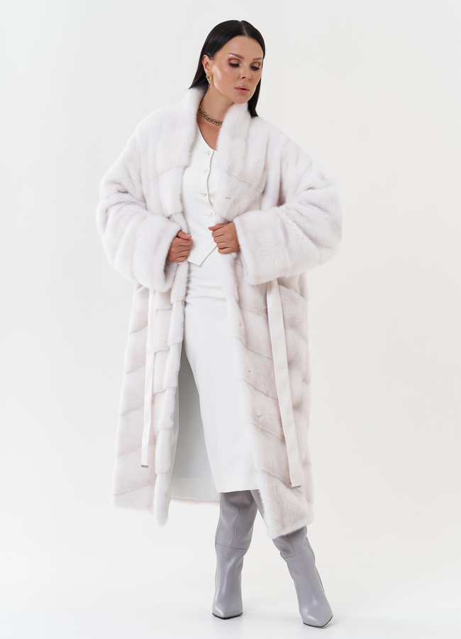 Шуба из меха норки с воротником шаль модель № 29527 универмаг малина