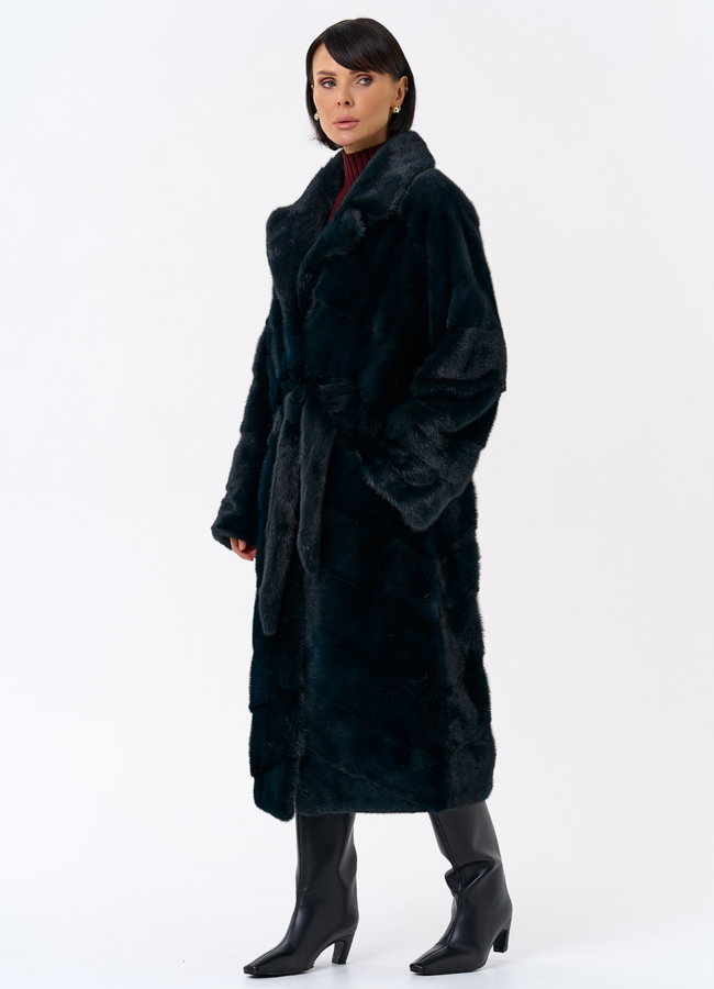 Зеленая шуба из норки модель № 31872 универмаг малина