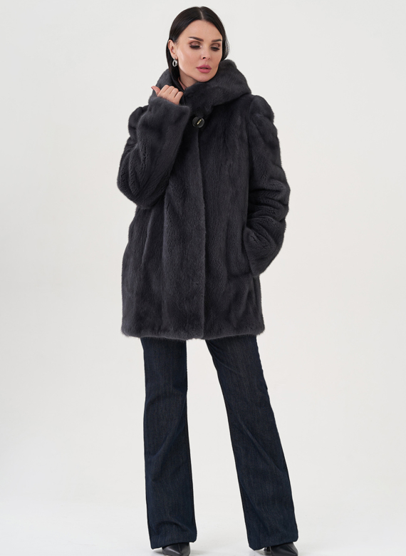 Шуба из норки в цвете графит