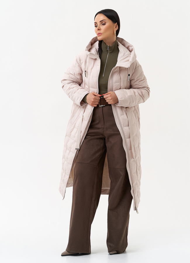 Женское утепленное пальто с капюшоном модель № 29942 универмаг малина