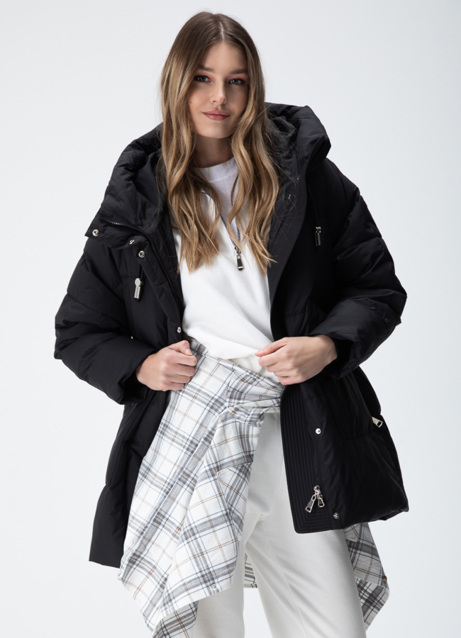 Женский пуховик с капюшоном  модель № 28389 в кредит